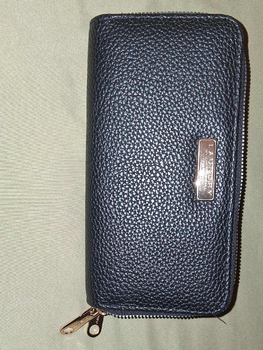 Laundry By Shelli Segal Black Zip-Around Wallet with Gold Hardware